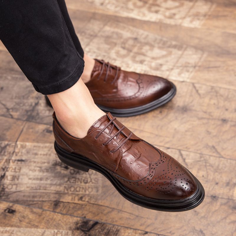 Brogue Sko Kjole Sko Herreblomst Indre Forhøjet Retro Business Spidse Trendy Bryllup Afslappet Sko