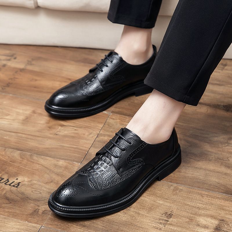 Brogue Sko Kjole Sko Herreblomst Indre Forhøjet Retro Business Spidse Trendy Bryllup Afslappet Sko