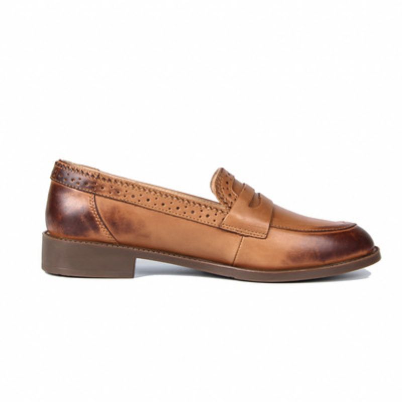 Brogue Sko Udskårne Flade Sko Oxford Sko Retro Farve Polerede Damesko Sko Loafers