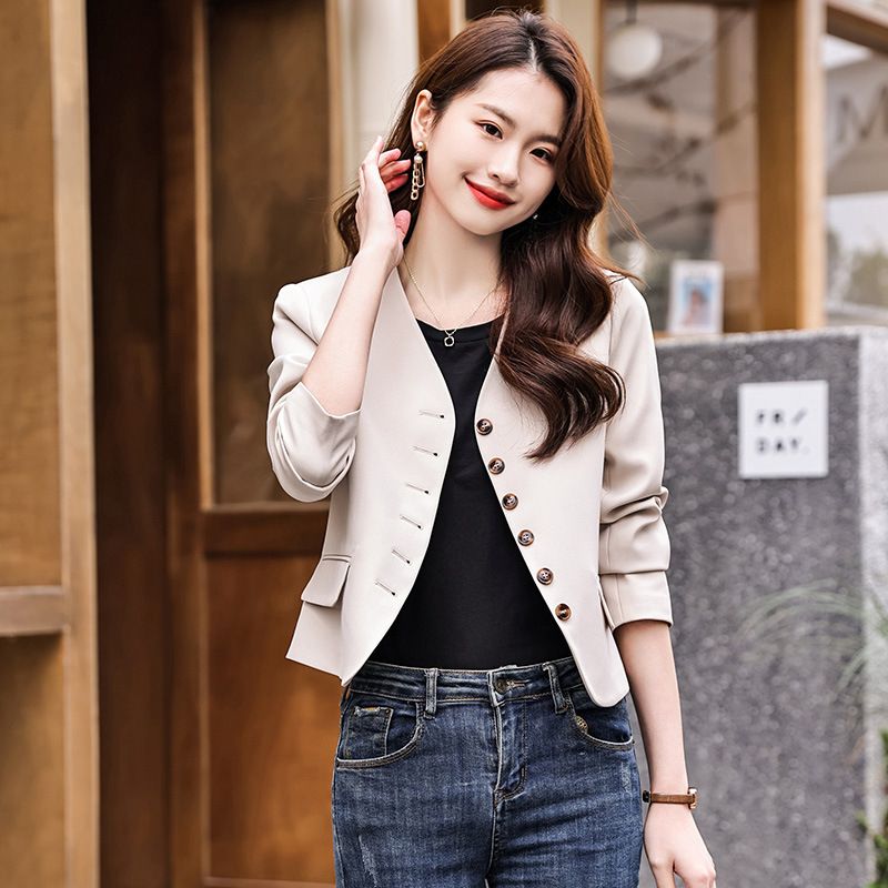 Casual Cropped Coat Dame 2023 Elegance Blazers Top