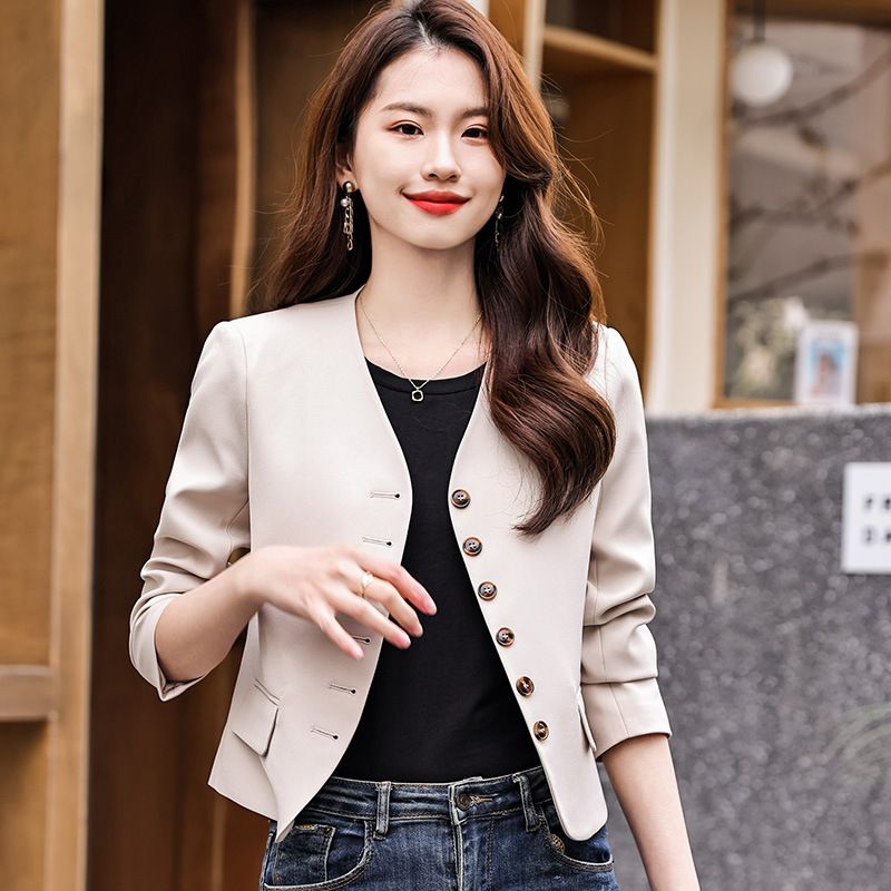 Casual Cropped Coat Dame 2023 Elegance Blazers Top