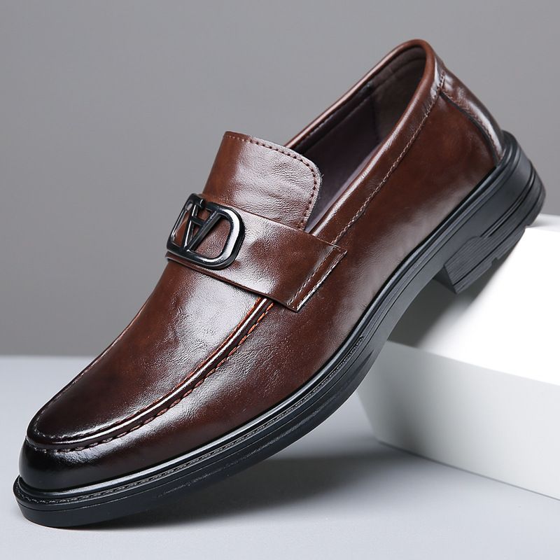 Casual Dress Sko Herre Ægte Læder Sommer Åndbar Business Slip-on Loafers Ny Trend Doudou Sko