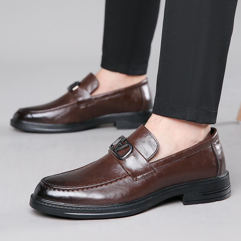 Casual Dress Sko Herre Ægte Læder Sommer Åndbar Business Slip-on Loafers Ny Trend Doudou Sko