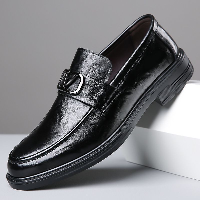 Casual Dress Sko Herre Ægte Læder Sommer Åndbar Business Slip-on Loafers Ny Trend Doudou Sko