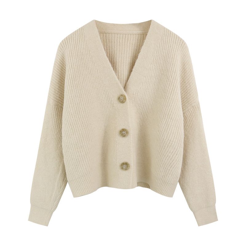 Dame Sweaterjakke 2023 Løs Kort Strikket Cardigan Top