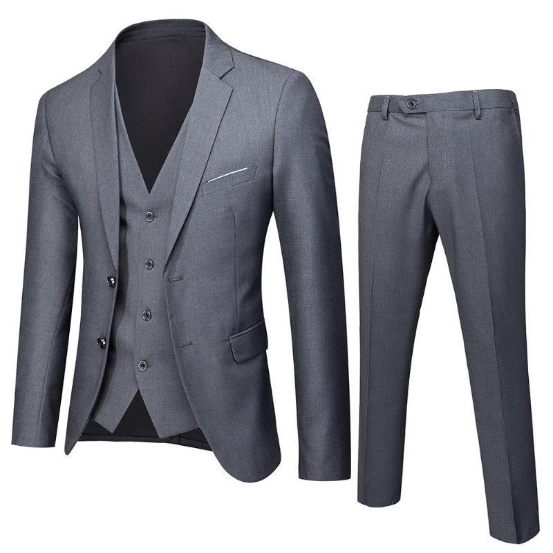 Double Breasted Suit Mænd Slim Fit Ægteskab Business Casual