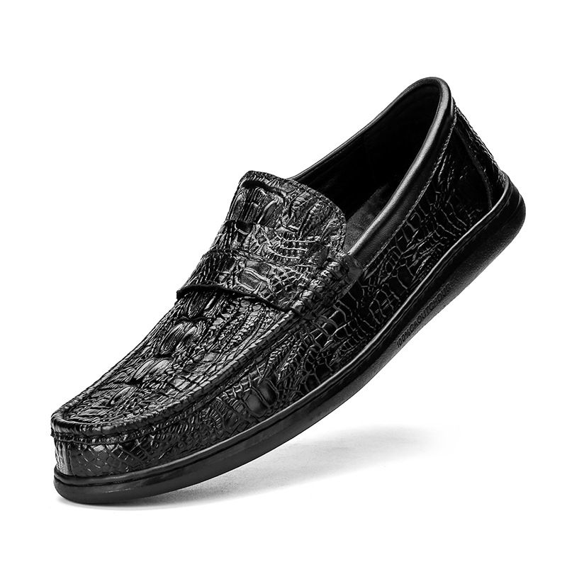 Efterår Og Vinter Nye Doudou Sko Mænds Læder Førersko Blød Sål Slip-on Business Casual Kjole Sko Herre Stor Størrelse