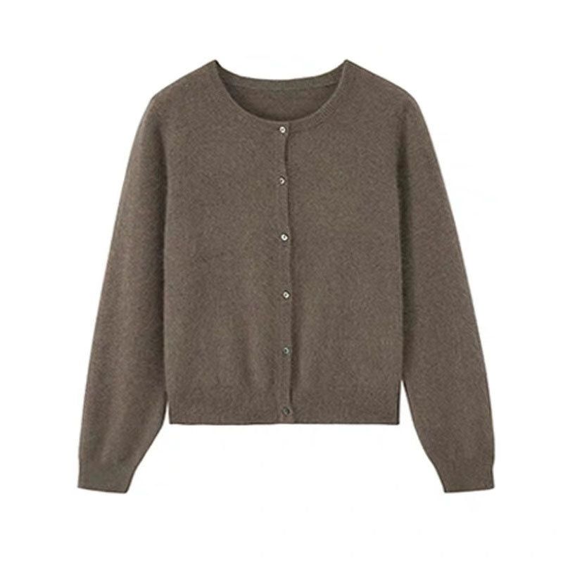 Ensfarvet Kort Sweater Frakke Kvinder Strikket Løs Cardigan