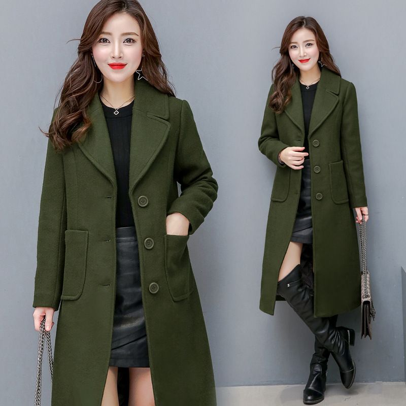 Fashion Long Knee Uld Coat Slim Fit Windbreaker Jacket