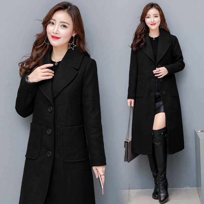 Fashion Long Knee Uld Coat Slim Fit Windbreaker Jacket