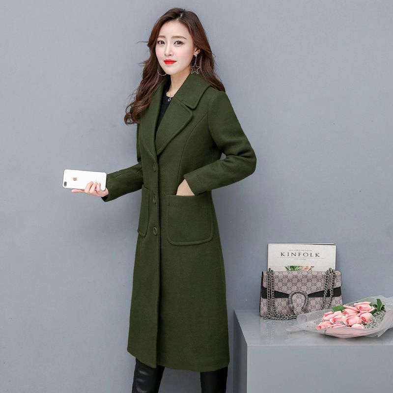 Fashion Long Knee Uld Coat Slim Fit Windbreaker Jacket