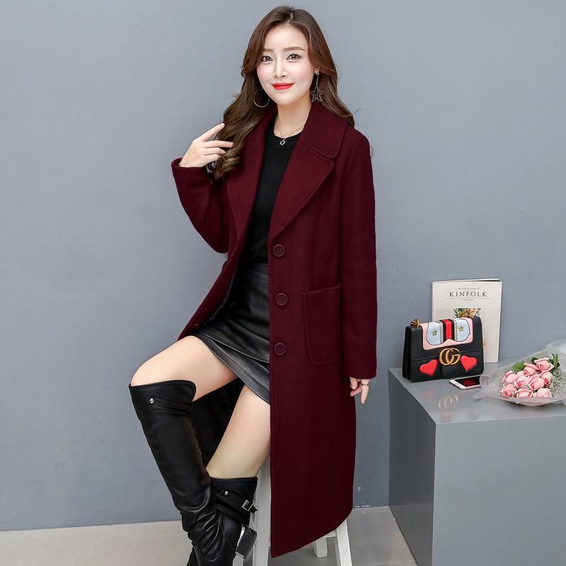 Fashion Long Knee Uld Coat Slim Fit Windbreaker Jacket