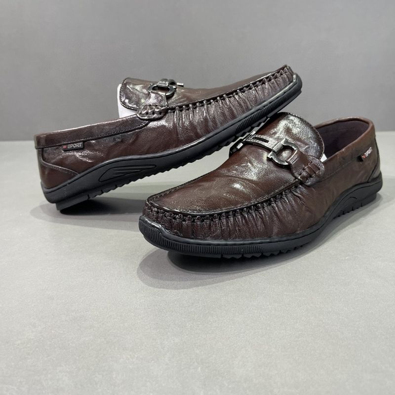 Flad Lav Mund Slip-on Ærter Sko Fåreskind Metal Spænde Mode Loafers