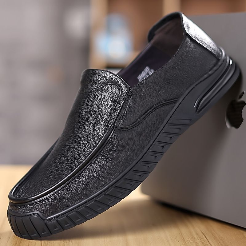 Forår Fåreskind Afslappet Kjole Sko Herre Daglige Loafers Ægte Læder Blød Sål Slip-on Far Kørende Herresko