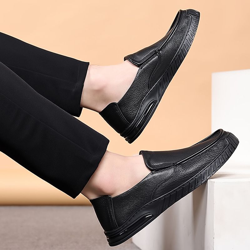 Forår Fåreskind Afslappet Kjole Sko Herre Daglige Loafers Ægte Læder Blød Sål Slip-on Far Kørende Herresko