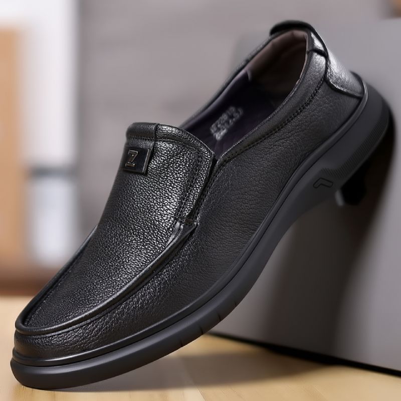 Forår Fåreskind Afslappet Kjole Sko Herre Daglige Loafers Ægte Læder Blød Sål Slip-on Far Kørende Herresko