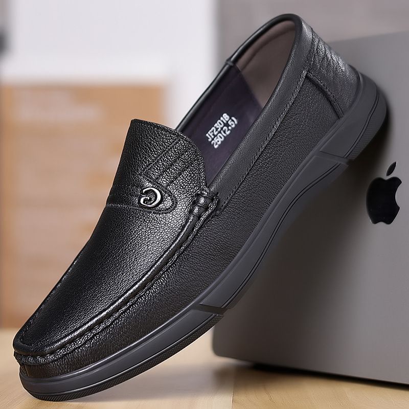 Forår Fåreskind Afslappet Kjole Sko Herre Daglige Loafers Ægte Læder Blød Sål Slip-on Far Kørende Herresko