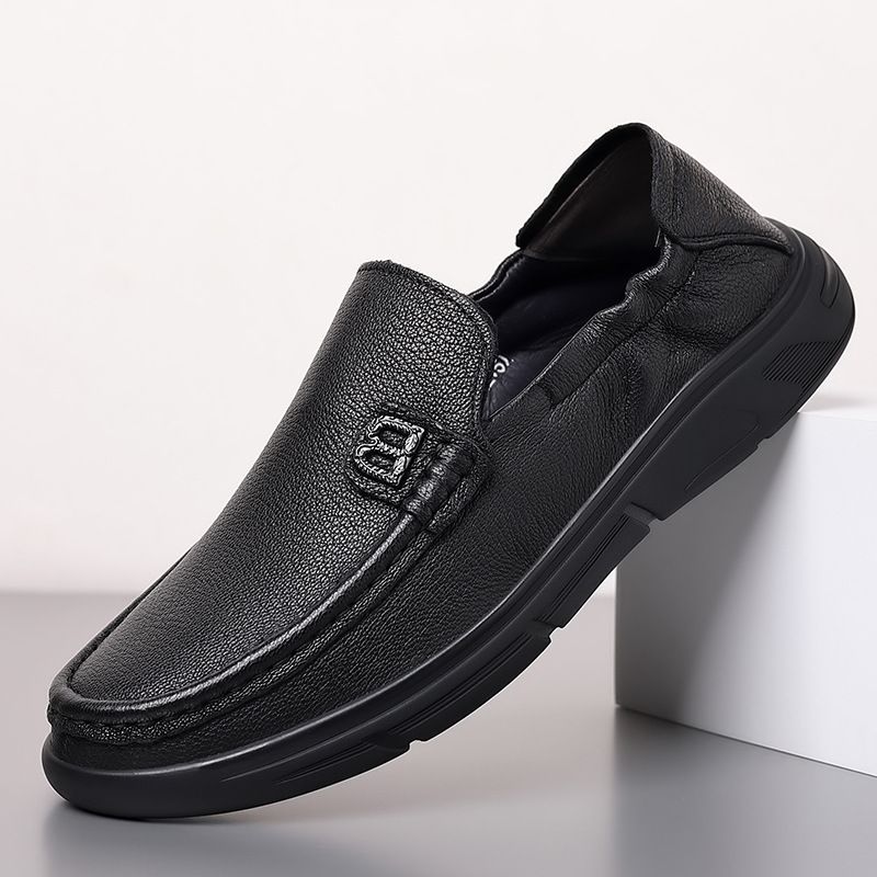 Forår Fåreskind Afslappet Kjole Sko Herre Daglige Loafers Ægte Læder Blød Sål Slip-on Far Kørende Herresko