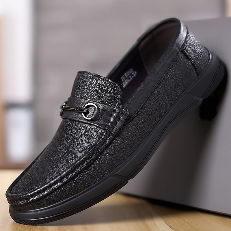 Forår Fåreskind Afslappet Kjole Sko Herre Daglige Loafers Ægte Læder Blød Sål Slip-on Far Kørende Herresko