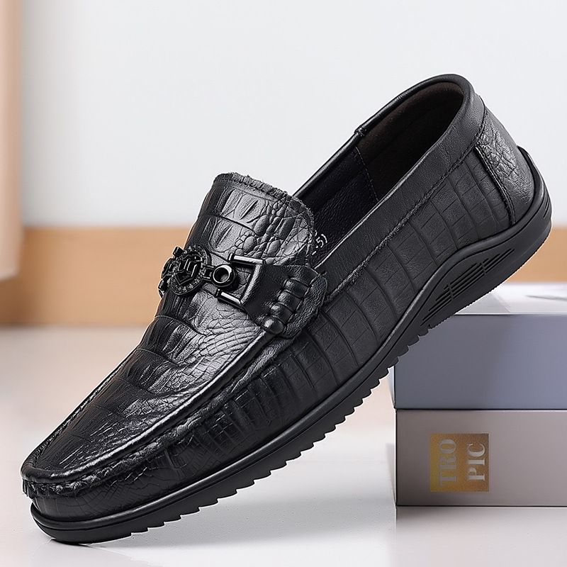 Forår Nye Mænds Loafers Business Casual Sko Sæt Fødder Kjole Sko Low Top Koskind Doudou Sko Mænd