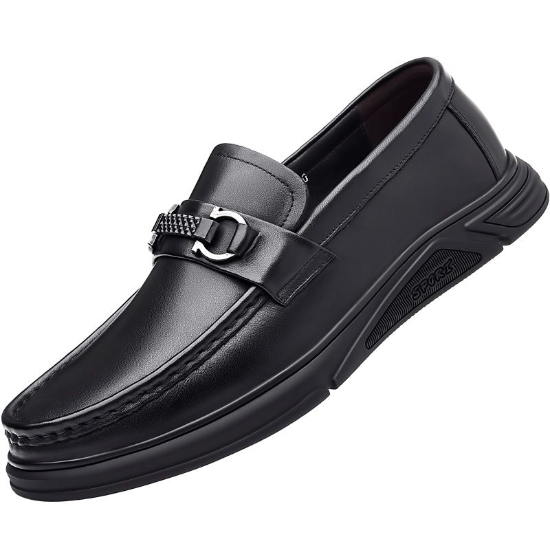 Formelle Sko Ægte Læder Herresko 2023 Forår Ny Business Casual Doudou Sko Stor Størrelse Blød Bund Slip-on