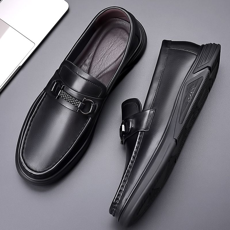 Formelle Sko Ægte Læder Herresko 2023 Forår Ny Business Casual Doudou Sko Stor Størrelse Blød Bund Slip-on