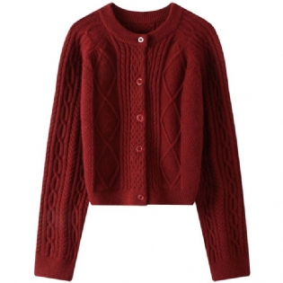 Fortykket Twist Sweater Cardigan Dame Kort Mode Løs Strikket Jakke Kvinder