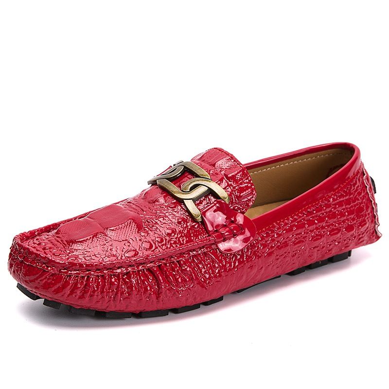 Four Seasons Herre Doudou Sko 35-48 Størrelse Sæt Fod Stor Krokodille Mønster Slip-on Afslappet Metal Work Dress Sko