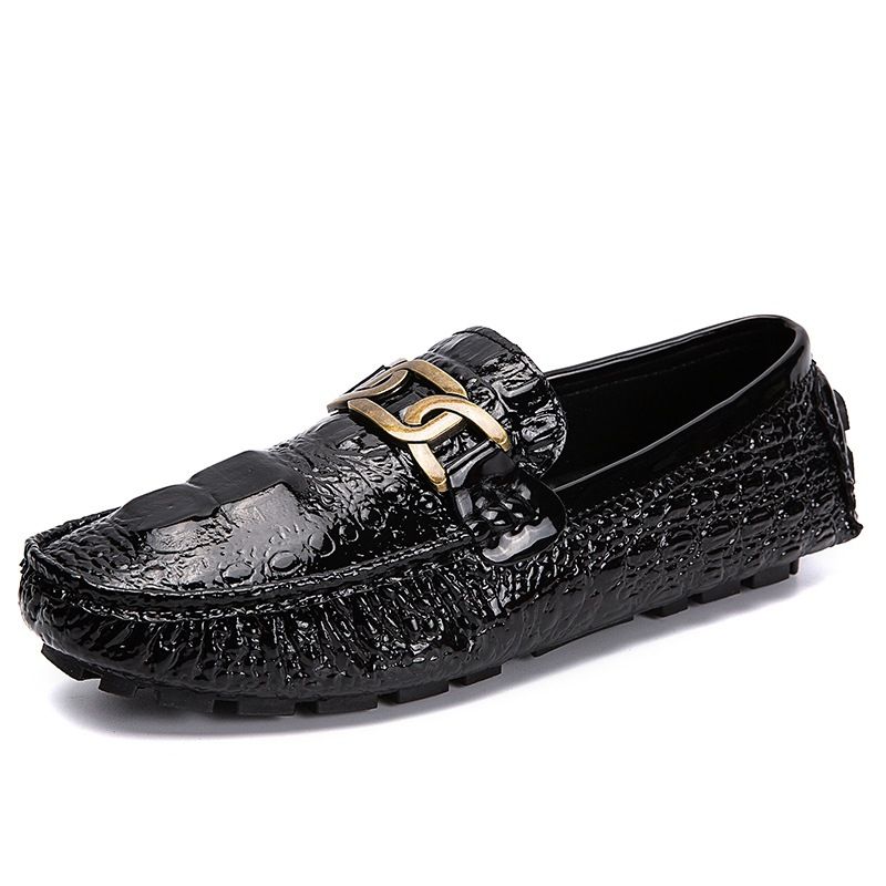 Four Seasons Herre Doudou Sko 35-48 Størrelse Sæt Fod Stor Krokodille Mønster Slip-on Afslappet Metal Work Dress Sko