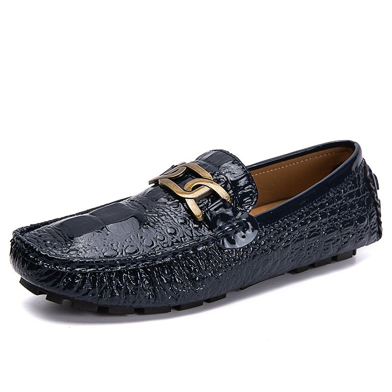 Four Seasons Herre Doudou Sko 35-48 Størrelse Sæt Fod Stor Krokodille Mønster Slip-on Afslappet Metal Work Dress Sko