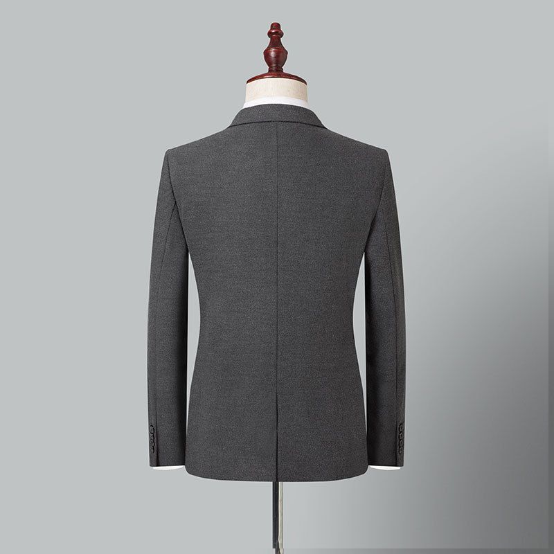 Herredragt Todelt Gråt Broderet Børstet Slim Fit Elegant Mode