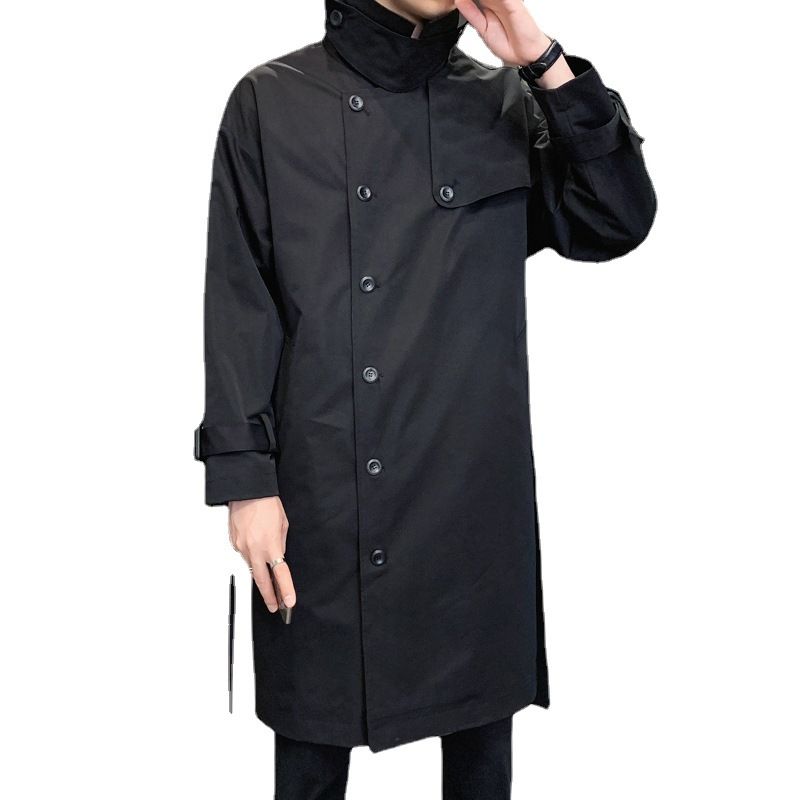 Herrejakke 2023 Ensfarvet Business Casual Lang Trenchcoat