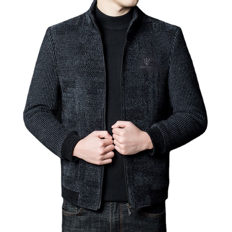 Herrejakker 2023 Standkrave Casual Cropped Coat Slim Fit Lynlås