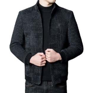 Herrejakker 2023 Standkrave Casual Cropped Coat Slim Fit Lynlås