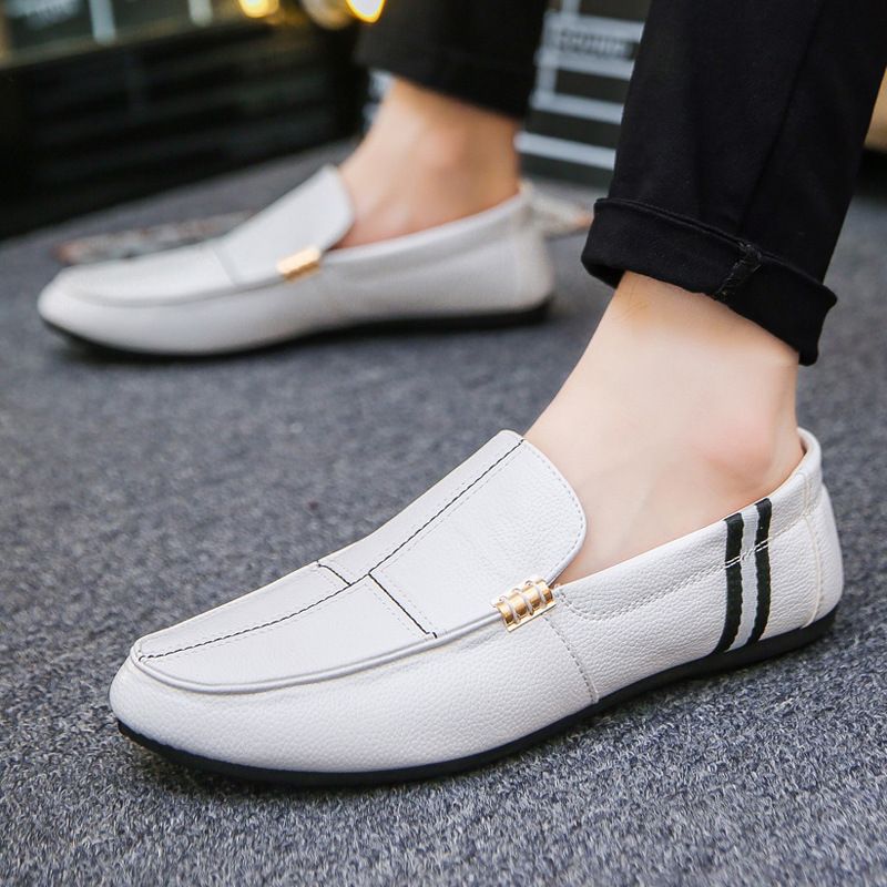 Herresko 2023 Nye Ærter Sko Herre Slip-on Spring Loafers Hvide Fritidssko