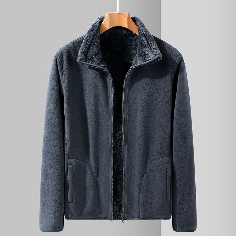 Jakker Mænd Casual Fleece Coat Kraveløs Lynlås