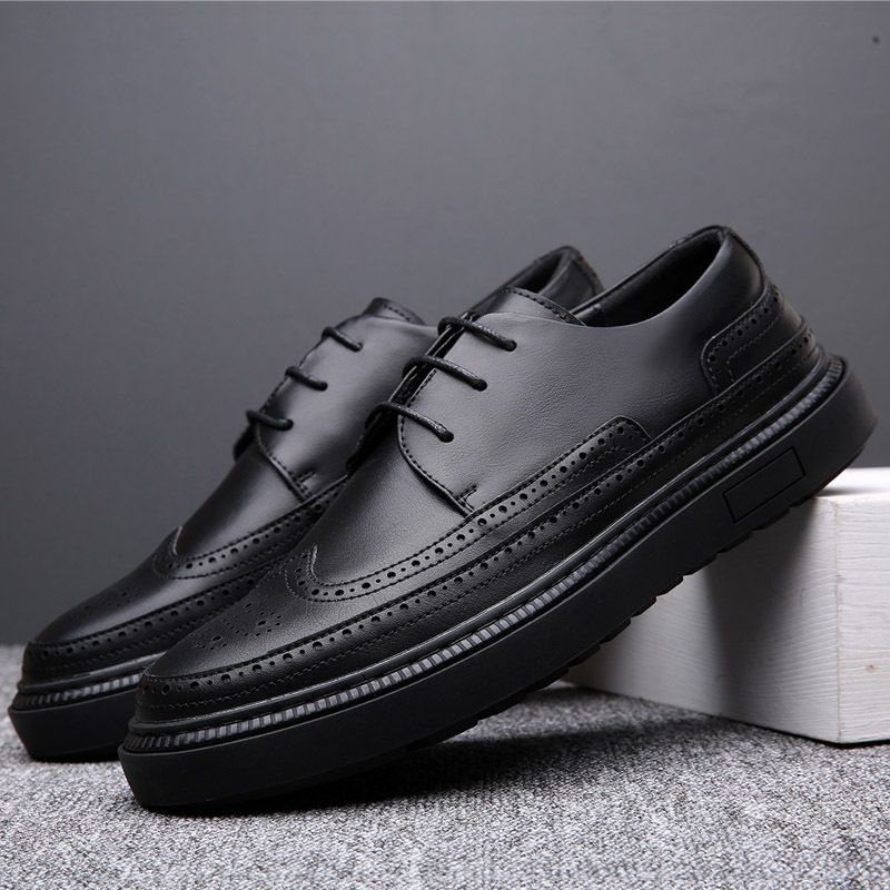 Kjolesko Unge Mænds Nye Retro Business Brogue Sko Herresko Flad Bund Trendy Sneakers Med Snøre