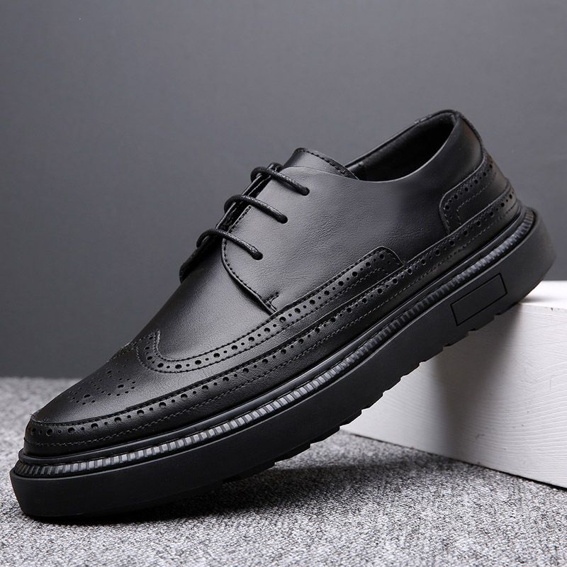 Kjolesko Unge Mænds Nye Retro Business Brogue Sko Herresko Flad Bund Trendy Sneakers Med Snøre