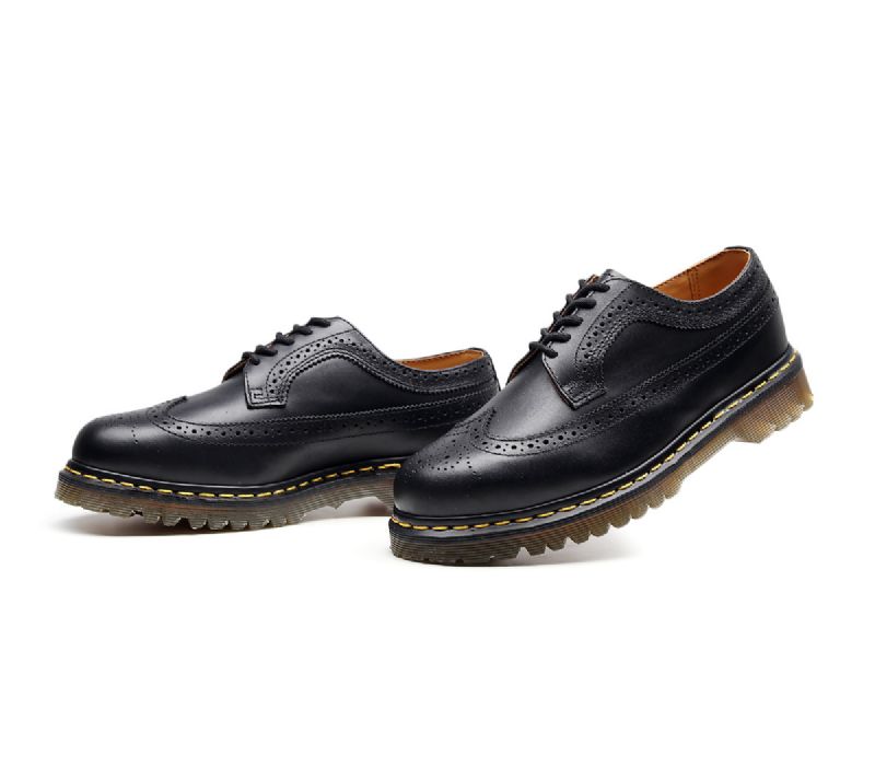 Klassiske 5-hullers Læder Martin Støvler Brogue Sko Herresko Udskåret Design Flade Sko Herre- Og Damesko Stor Størrelse