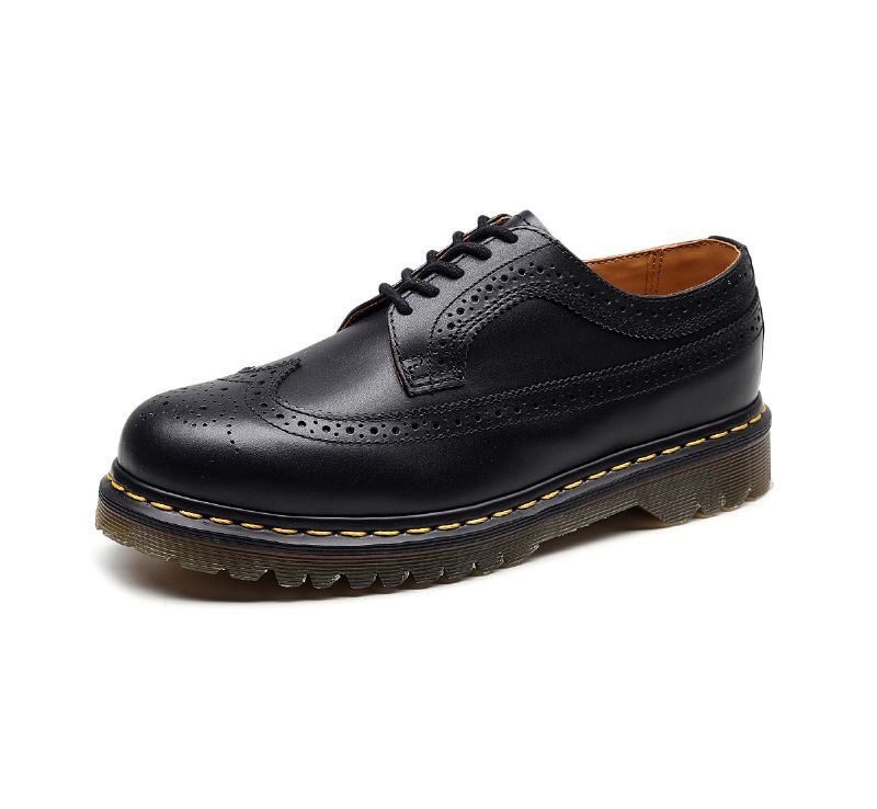 Klassiske 5-hullers Læder Martin Støvler Brogue Sko Herresko Udskåret Design Flade Sko Herre- Og Damesko Stor Størrelse