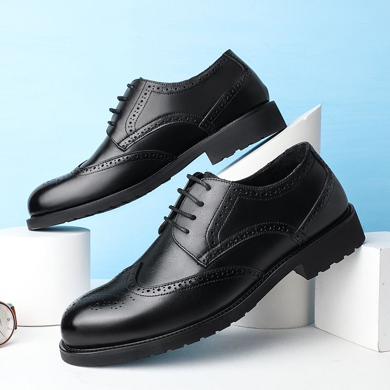 Koskind Til Mænds Kjole Sko Læder Business Casual Soft Sole Dress Sko Brogue Sko Udskåret Arbejdstøj Herresko