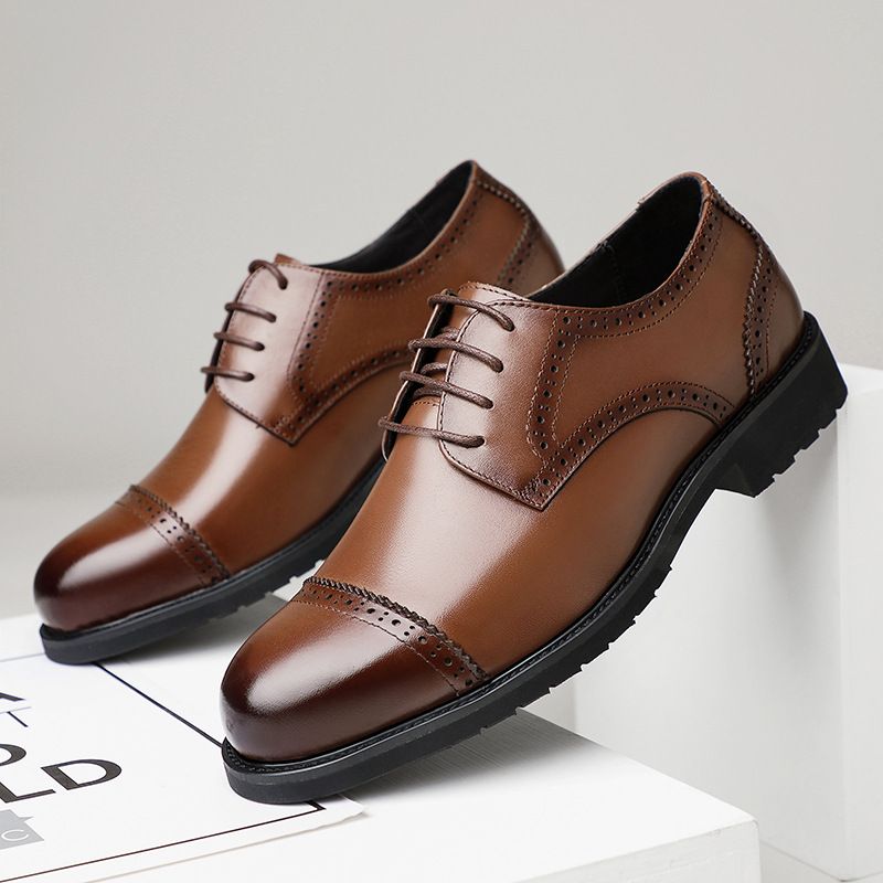 Koskind Til Mænds Kjole Sko Læder Business Casual Soft Sole Dress Sko Brogue Sko Udskåret Arbejdstøj Herresko