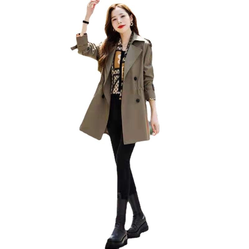 Kvinders Trenchcoat Kort 2023 Khaki Loose Coat Trend