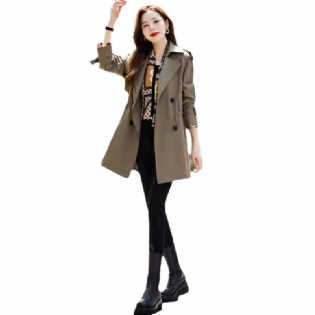 Kvinders Trenchcoat Kort 2023 Khaki Loose Coat Trend