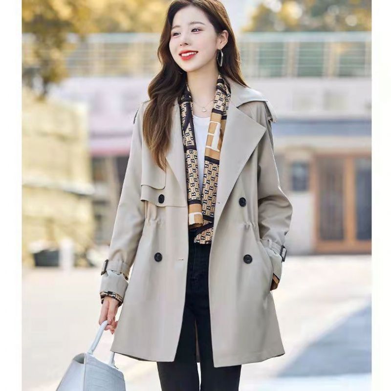 Kvinders Trenchcoat Kort 2023 Khaki Loose Coat Trend