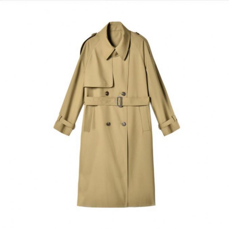 Lang Trenchcoat Dame 2023 Dobbeltradet Frakke