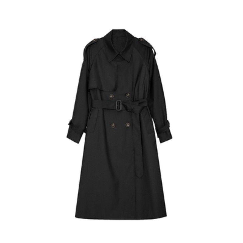 Lang Trenchcoat Dame 2023 Dobbeltradet Frakke