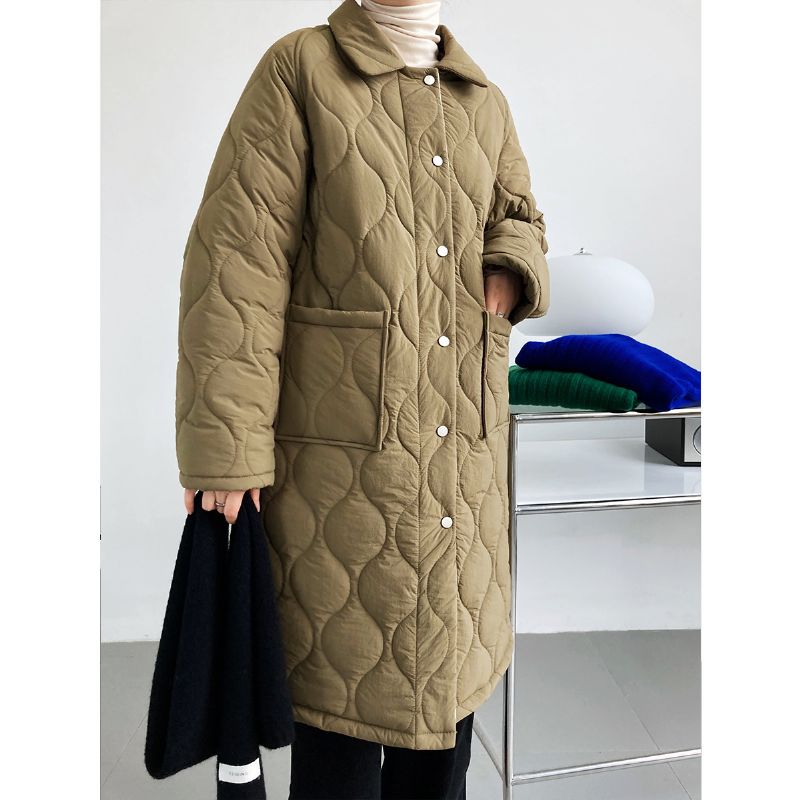 Lingge Cotton Coat Dame Mid Længde 2023 Trend