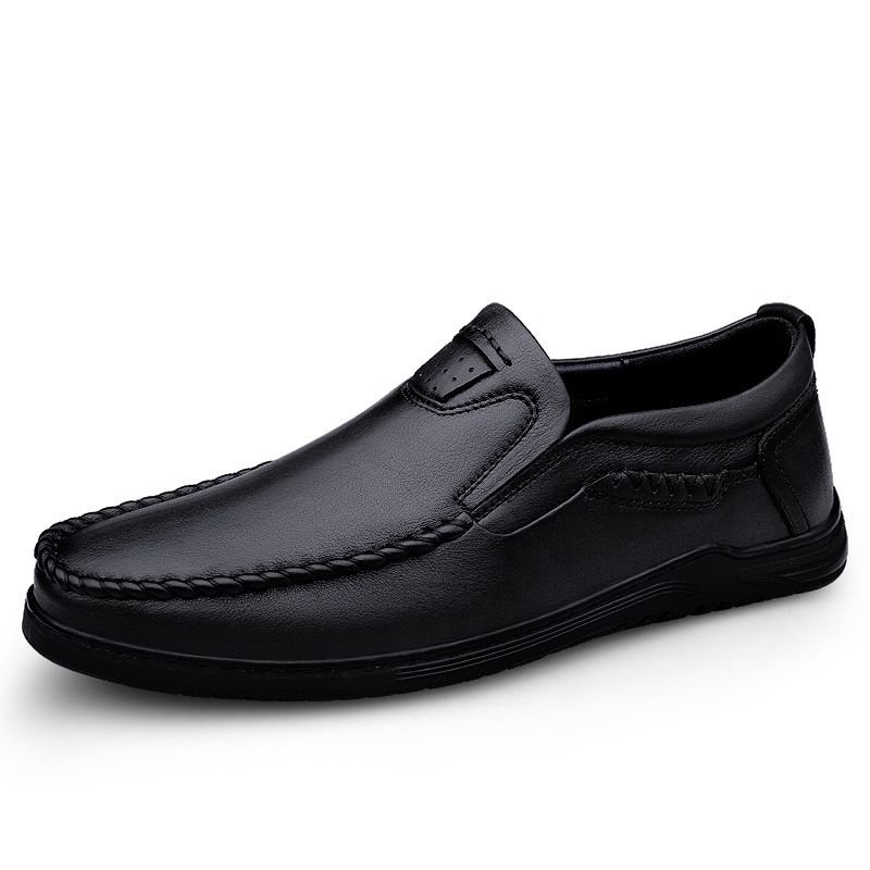 Loafers Formelle Sko Herre Retro Efterårsstil Ægte Læder Blødt Sål Fan Business Casual Håndlavede Herresko