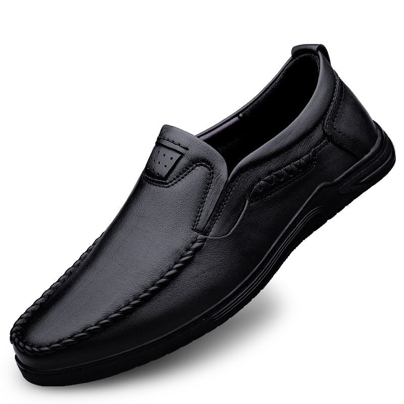 Loafers Formelle Sko Herre Retro Efterårsstil Ægte Læder Blødt Sål Fan Business Casual Håndlavede Herresko